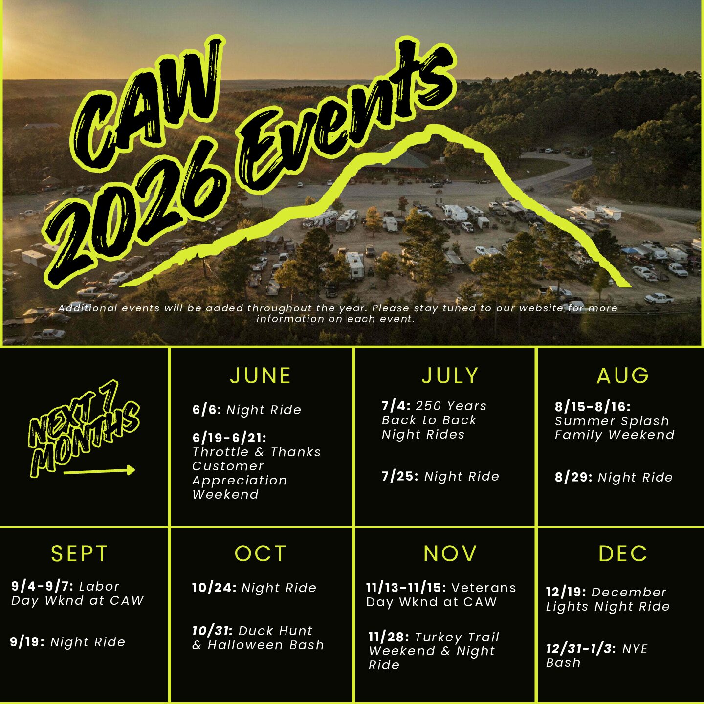 2026 Events Calendar